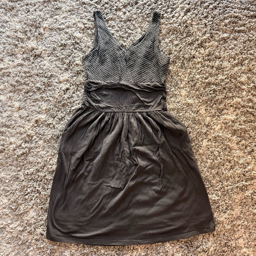 SYNERGY ORGANIC CLOTHING Charcoal Midi Dress with Pockets